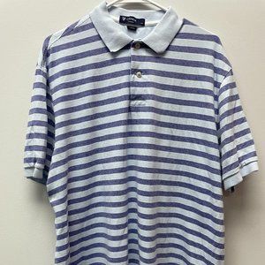 Daniel Cremieux Blue Striped Casual Mens Short Sleeve Polo Shirt Size XL